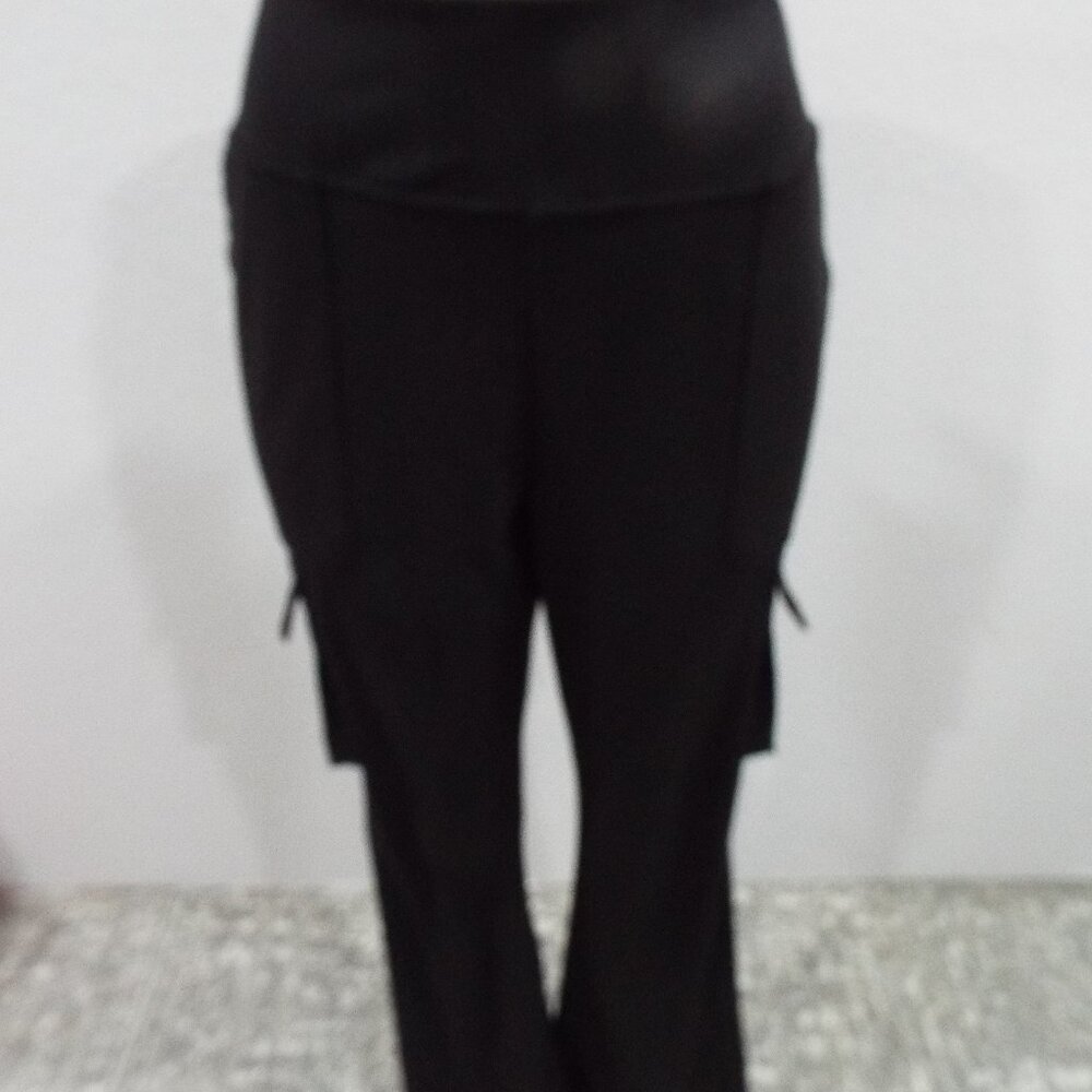 Casei Women's Hiking Cargo Pants with 7 Button Closure Pockets Black Size 2X